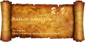 Radics Vaszilia névjegykártya